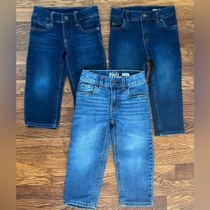 Gap/Carters/OshKosh Straight & Slim Blue Jeans Bundle of 3 Toddler Boys Size 2T